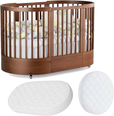 Berço Redondo Evolutivo Crescer 3 em 1 Coleção Wave Divicar Fabricado em MDF e Madeira Maciça Eucalipto (MEL)