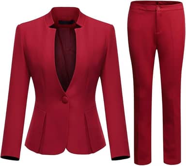 Blazer feminino de negócios, escritório, 1 botão, conjunto de jaqueta e calça