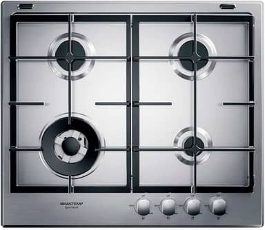 Cooktop 4 bocas Brastemp Gourmand Inox com duplachama e trempe com ferro fundido - BDK60DR 220V