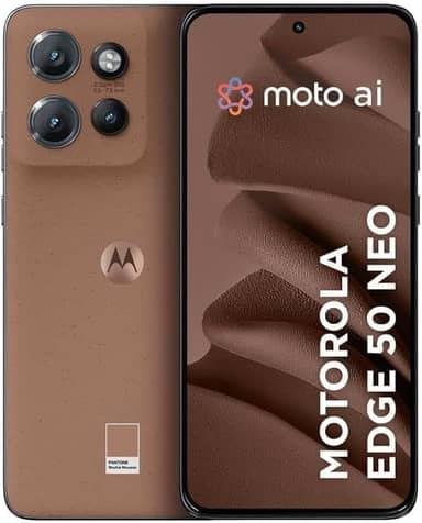 Smartphone Motorola Edge 50 Neo 5G - 256GB 16GB (8GB RAM+8GB Ram Boost) 50MP Sony Camera Moto AI Ultrarresistencia militar Mocha Mousse - Vegan Leather