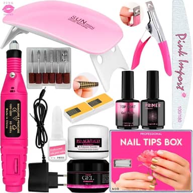 Kit Manicure Completo Gel de Unhas com Cabine Sun Mini LED 6W e Lixadeira Elétrica Caneta Bivolt