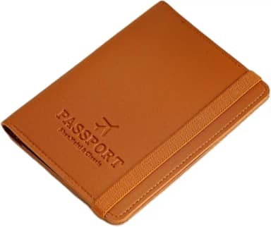 Capa para passaporte carteira de couro com bloqueio de RFID, acessórios de viagem para mulheres e homens, Marrom claro, Carteiras de porta-cartões