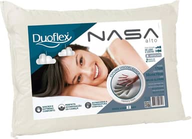 Travesseiro Nasa Alto, Duoflex, 100% Algodão, Bege, 50cmx70cm