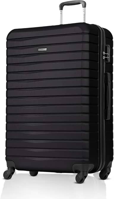 Mala de Viagem Grande 32kg Sestini Deluxe, Padrão ANAC, Cadeado 3 Dígitos, Rodas 360° Silenciosas, ABS Rígido Resistente (Preto)