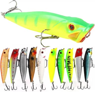 Kit 10 Isca Artificial Popper Importada Superfície Tucunaré