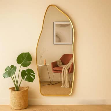 Espelho Orgânico Magnus 90x40cm Dourado – Para Banheiro, Quarto, Closet e Hall Estilo Contemporâneo