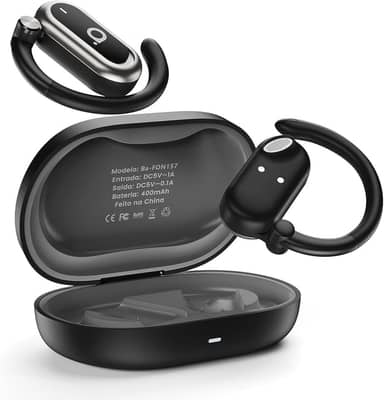 Basike Fone de Ouvido Bluetooth 5.4 OWS, Fone de Ouvido Sem Fio Esportivo HiFi Estéreo Som, IPX4 à Prova D'Água, Redução de Ruído ENC, 30h de Autonomia e Case Voz para Corrida e Exercícios (Preto)