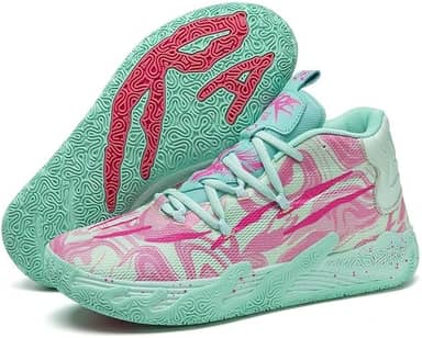 Tênis de basquete unissex, calçados esportivos respiráveis ​​com design multicolorido, tração dinâmica, conforto o dia todo para quadras internas/externas