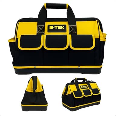 Bolsa de Ferramentas Profissional Impermeável 16 Compartimentos Maleta Organizador Portátil Preta e Amarela com Fundo Reforçado para Eletricista, Carpinteiro e Uso Diário