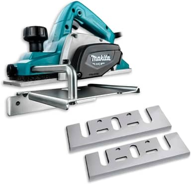 Makita Plaina 220v Elétrica 82mm 3.1/4 M1902B 500W com Facas D16346 para Madeira Carpintaria Marcenaria Acabamento Kit