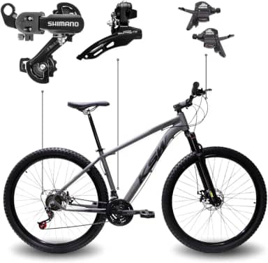 Bicicleta Aro 29 KSW XLT 100 21 Marchas Shimano Quadro Alumínio Freio Hidráulico MTB