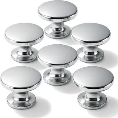 Kit 6 Puxadores Ponto Redondo Para Móveis Gaveta Armário (Cromado)