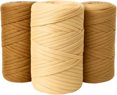 SYMEON Kit 3 Fio De Malha Ecológico 85% Algodão Espessura Média Crochê Tricô Artesanato 1,5kg 240m (Tons de Bege)