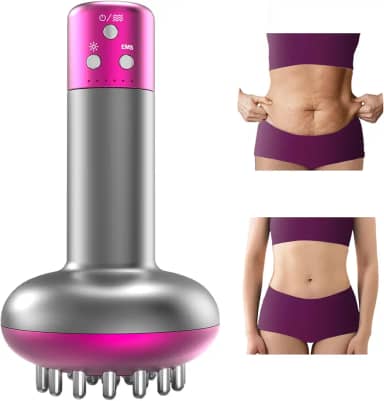 Yincook Massageador de drenagem linfática e ferramenta de massagem anticelulite, ajuda a reduzir estrias e celulite, para pernas, braços e barriga, corpo, com microcorrente, calor leve e vibração