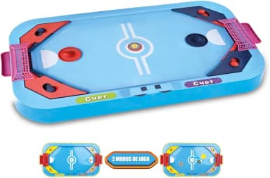 Zippy Toys Super Hockey 2 em 1 - Brinquedo Mini Mesa Jogo de Futebol e Hóquei; Para 2 Jogadores; Recomendado para Crianças Maiores de 3 anos; Portátil Fácil de Transportar; Dispensa Uso de Ferramentas