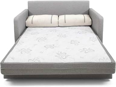 Sofá-cama Herval Aurora, com Colchão de Casal, 2 Lugares, Linho Chumbo