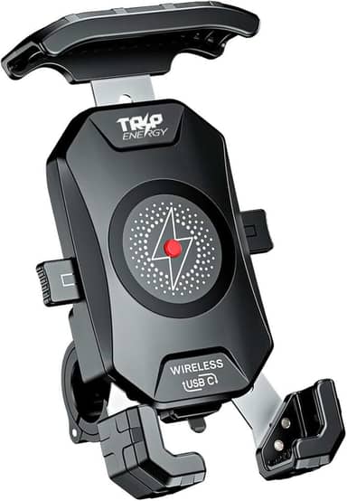 Suporte Celular Moto Turbo Carregamento USB C 18W e Indução 15W Wireless Universal Com Adaptador Retrovistor 360º Guidão Reforçado GPS Resistente Água IP66 Estável Celular Grande Largo Gps para Moto