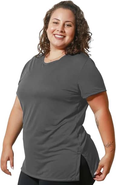 Roupa De Academia Feminino Blusa Dry Fit Plus Size Tapa Bumbum Comprida Blusinha Básica Sobre Legging Camiseta Tamanho Grande Soltinha Moda Fitness