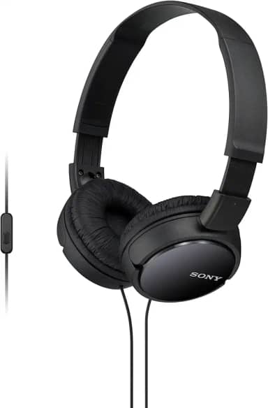 Sony Fones de ouvido intra-auriculares com fio série ZX com microfone, preto MDR-ZX110AP