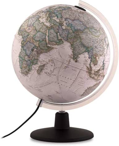 Tecnodidattica - Globo terrestre NATGEO Executive 30 | Cartografia Físico-Política oficial National Geographic Executive em estilo antigo | Luminoso | Textos em português do Brasil | Diâmetro: 30 cm
