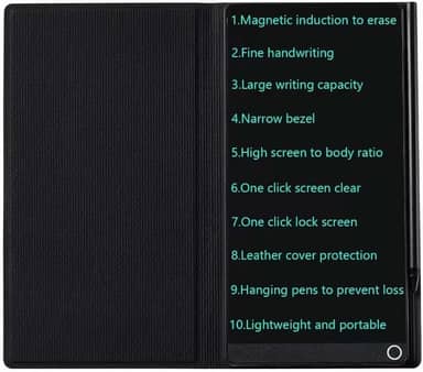 Mini tablet de escrita LCD atualizado, blocos de desenho eletrônicos reutilizáveis apagáveis de 16,5 cm, bloco de raspadinha eletrônica, canetas penduradas com estojo de couro