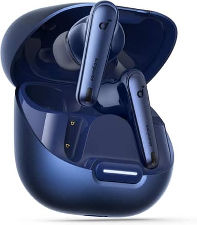 soundcore Liberty 4 NC da Anker, Fone de Ouvido Bluetooth Sem Fio, Redução de Ruído de 98,5%, Cancelamento Adaptativo para Ouvidos e Ambiente, Áudio Hi-Res, 50H de Bateria, Carregamento Sem Fio, Azul