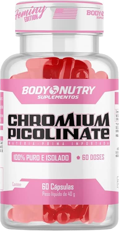 Picolinato de Cromo Controle de Apetite Chromium Picolinate Pote 60 Cápsulas 35mcg 100% Puro Auxilia Metabolismo Fonte de Cromo Isolado Rende 60 Doses Suplemento Mineral Matéria Prima Importada - Body Nutry