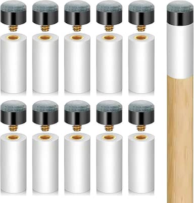 Kit de substituição de pontas de taco de sinuca - pontas de bastão de sinuca, ponteiras brancas de bilhar, sem necessidade de cola ou grampo para sinuca e tacos de sinuca, 12 mm/13 mm, 5 peças