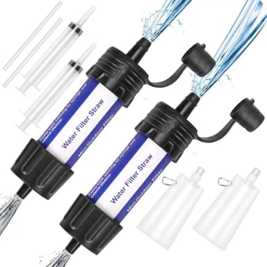 Filtro de Agua Portatil, Mini Sistema de Filtragem de Água, Camping Equipamentos, Azul Negro, 2pcs