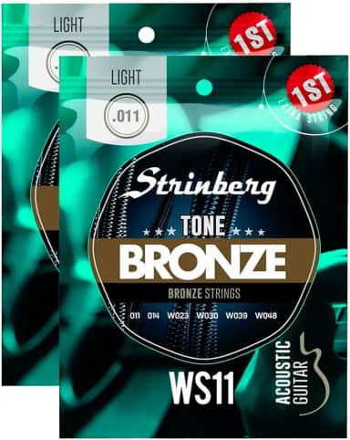Pacote Com 02 Jogos De Cordas Para Violão Aço Folk 011 Strinberg WS11