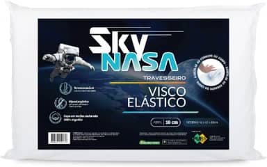 Nap Travesseiro Nasa Sky Espuma 100% Viscoelástica Premium D28 com capa 100% algodão para fronhas 50x70cm - Bege