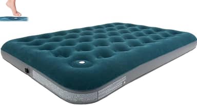 Colchão Inflável Casal Multiuso com Bomba de Ar Embutida, Cobertura Aveludada, Azul Marinho