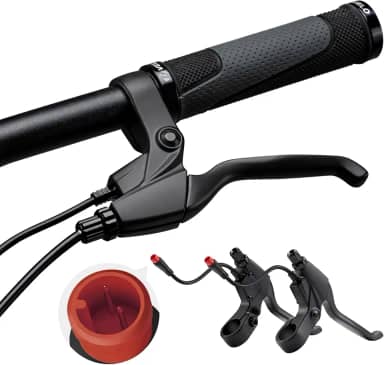 Alavancas de freio de 2 pinos para bicicleta elétrica, manípulos de alavanca de freio, 2 fios, peças de reposição para bicicleta elétrica esquerda e direita (1 par)