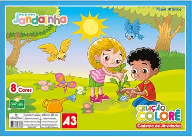 Papel Criacao Colore A3 32Fls 8 cores Meu Primeiro Jandainha - Jandaia