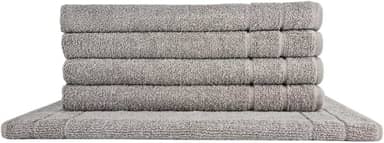 Kit 05 Tapetes para Banheiro Com Antiderrapante Grosso 550g/m² 45x70cm 100% Algodão - Cinza