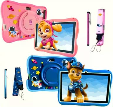 Tablet Infantil A16, 7 Polegadas, 64 GB, 4 GB RAM, Android 13, Controle Parental, Wi-Fi, Capa Resistente, Câmera Frontal e Traseira
