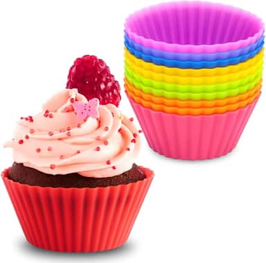 Kit 12 Formas de Silicone para Cupcake, Bolinho, Muffin, Forno e Air Fryer, Resistente a Temperatura, Forminhas Livre de BPA – Premium