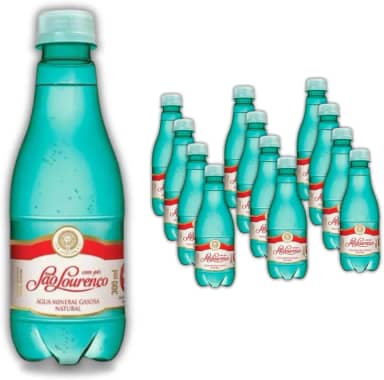 Pack 12 Água Mineral Natural com Gás São Lourenço | PET 300ml | Premium, Pura da Fonte, Bolhas Finas, Ideal para Drinks, Refeições Gourmet e Hidratação Sofisticada