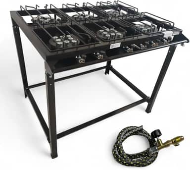 Fogão Industrial Completo 6 Bocas Alta Pressão – Mangueira, Registro e Estrutura Reforçada