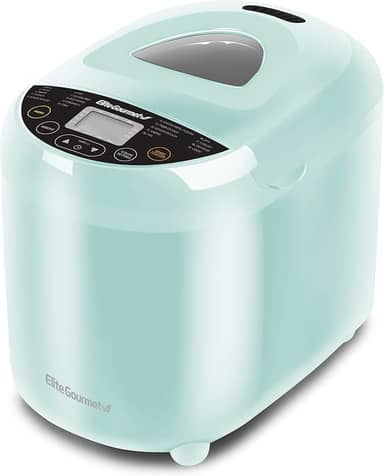 Elite Gourmet EBM8103M Máquina de fazer pão programável, 3 tamanhos de pão, 19 funções de menu sem glúten branco centeio de trigo francês e mais, 2 kg, menta