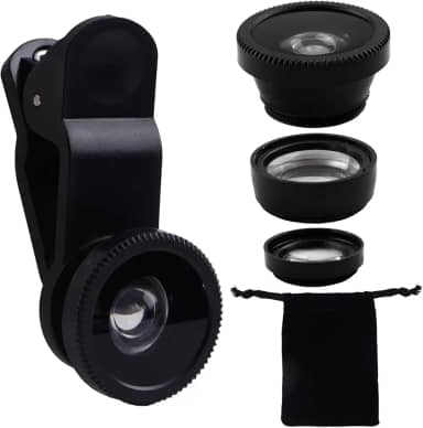 Kit de lente de telefone 3 em 1, 100 super grande-angular + 15x macro + 180 clipe de lente olho de peixe no celular para iPhone Samsung Android
