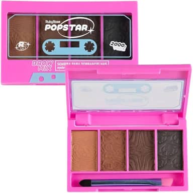 Sombra Para Sobrancelhas Ruby Rose Brow Mix Popstar – Define, Preenche e Realça Com Textura Suave e Duradoura 4 Tons Com Pincel Aplicador