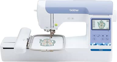 Brother Máquina de bordar PE900, 193 designs embutidos, área de aro de 12,7 cm x 17,7 cm, tela sensível ao toque LCD grande de 9,4 cm, porta USB, 13 estilos de fonte, branco