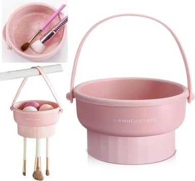 Tapete de limpeza de escova 3 em 1 com suporte de secagem de pincel, tapete de limpeza de pincéis de maquiagem de silicone, tigela de limpeza, ferramenta de lavagem de escova cosmética para