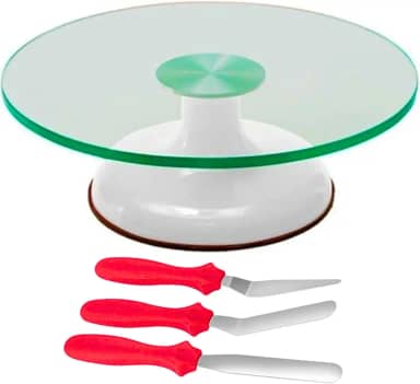 KIT BAILARINA GIRATÓRIA VIDRO BRANCA, KIT 3 ESPATULAS AÇO CONFEITARIA