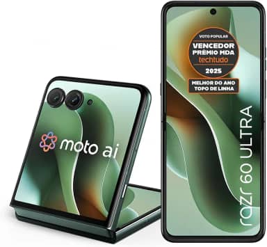 Smartphone Motorola Razr 60 Ultra - 1TB 32GB (16GB RAM+16GB Ram Boost) Snapdragon 8 Elite Tela dobrável 7" e externa 4” Moto AI 50MP camera - Verde