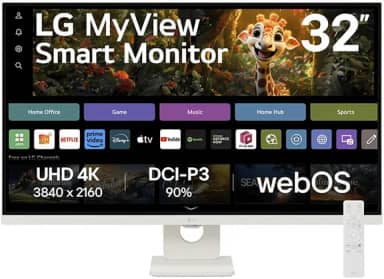 Monitor LG MyView Smart - Tela UHD 4K 32', WebOS, ThinQ Home, Air Play, Screen Share, Bluetooth, – 32SR73U-W