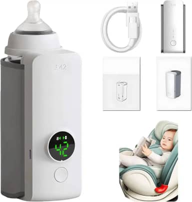 Aquecedor de mamadeira portátil para viagens, aquecimento rápido – aquecedor de mamadeira para leite materno, aquecedor de leite portátil com carregamento super rápido, aquecedor de mamadeira em
