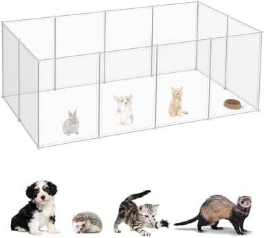 Cercadinho Cachorro,147 * 74 * 47cm Casinha para Cães e Gatos,Estendido Ajustável Cercadinhos para Animais,Resistente,Leve Fácil de Limpar,Adequado para uso Interno,Como Gatos,Cães,Hamsters,etc.