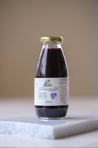 Kit com 12 Garrafas – Suco de Uva Tinto Integral 300ml Santo Celeiro – 100% Natural, Sem Açúcar, Sem Conservantes